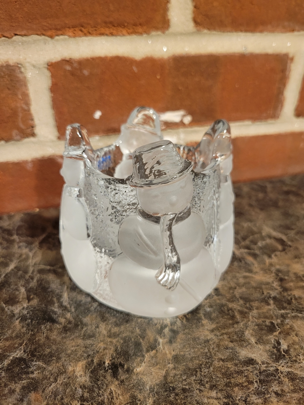 Sweden Frosted Glass Snowman Tea Light Holder